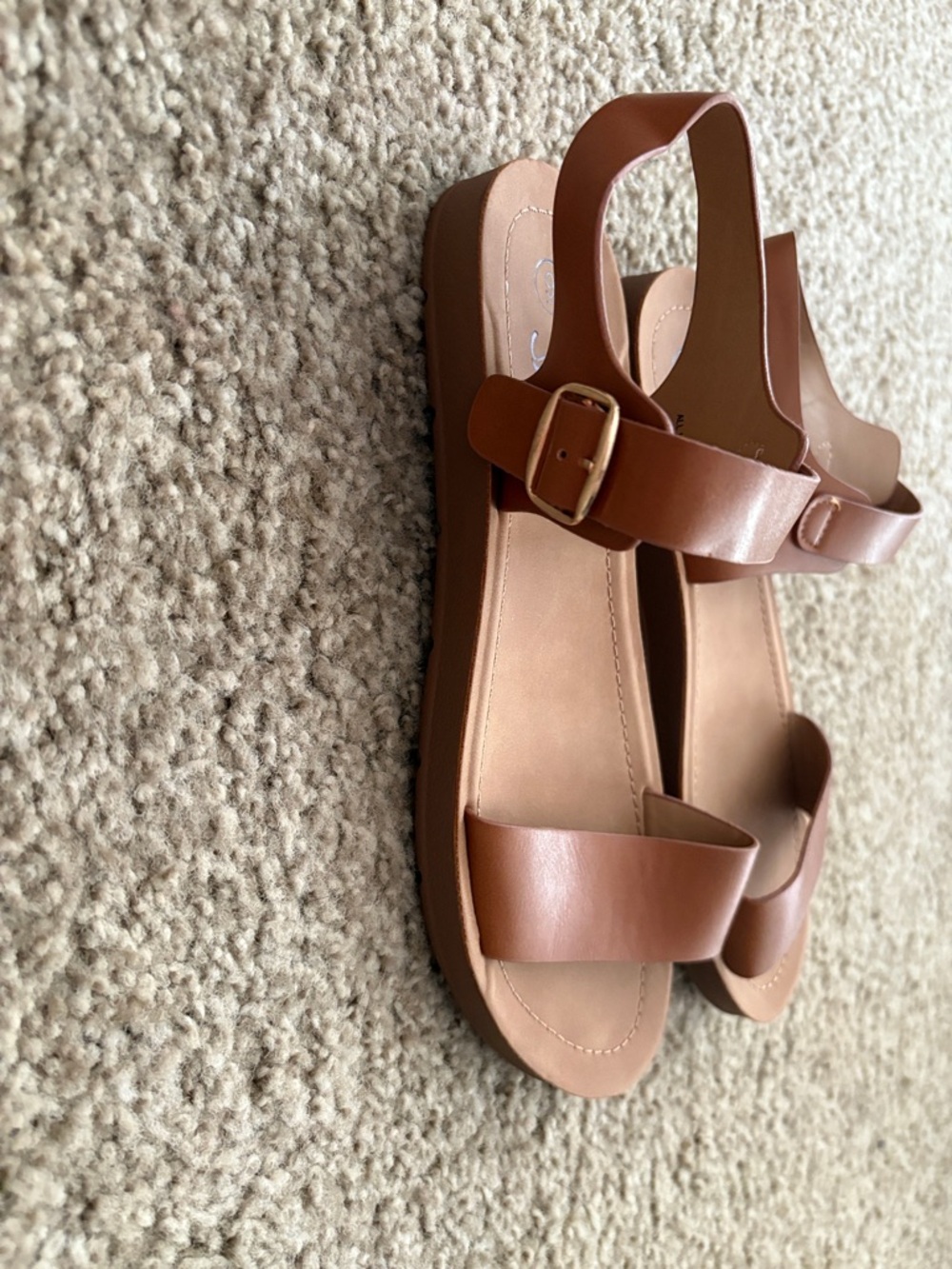 Women’s Brown Leather Platform Slingback Sandals